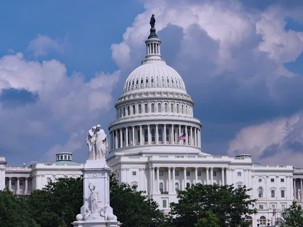 United States Capitol Building Dark Storm Clouds Approaching Stock Photo