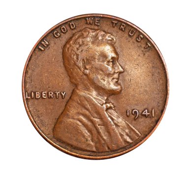 old worn out 1941 Lincoln penny clipart