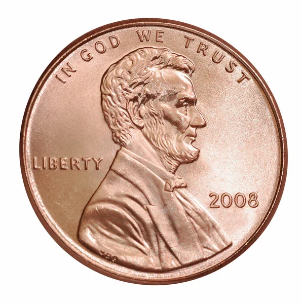 2008年アメリカ1セント硬貨リンカーン大統領の肖像画 — ストック写真