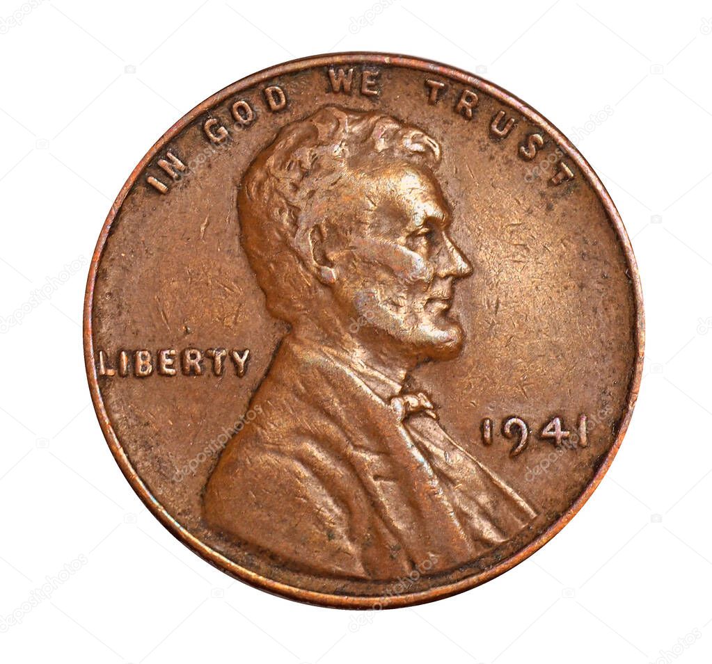 old worn out 1941 Lincoln penny