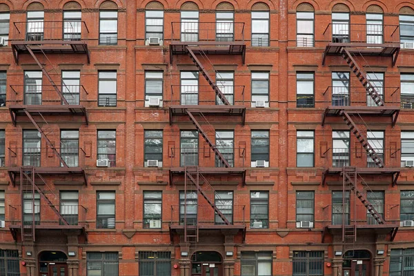 New York City Vieux Immeuble Avec Sortie Secours Externe — Photo