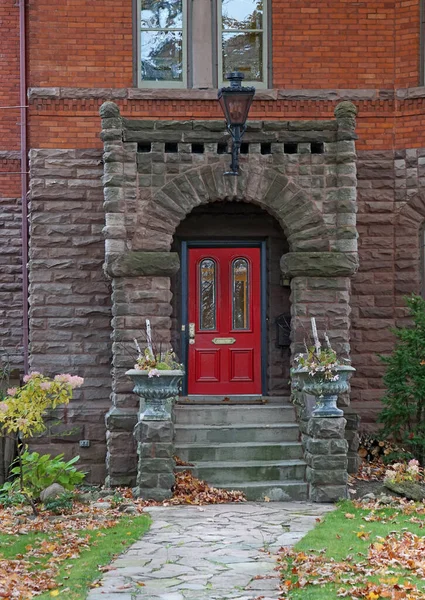 Front Door Stone Portico Entrance — Stock Photo, Image