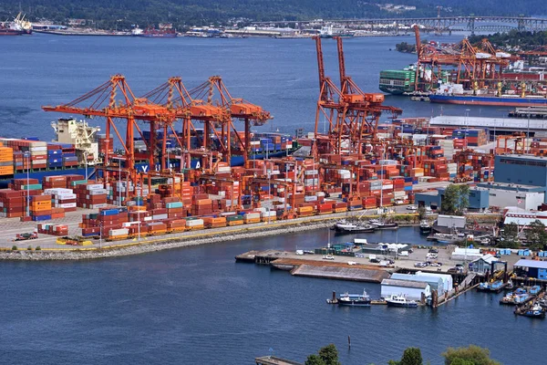 Vancouver July 2015 Canada Main Port Importing Goods Asia Containers — Stock Photo, Image