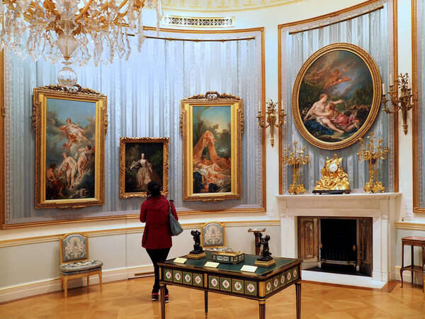 LONDON - MARCH 2017:  The Wallace Collection is a museum built out of a private collection, and combines a rich selection of art with complementary interior decoration and furniture.