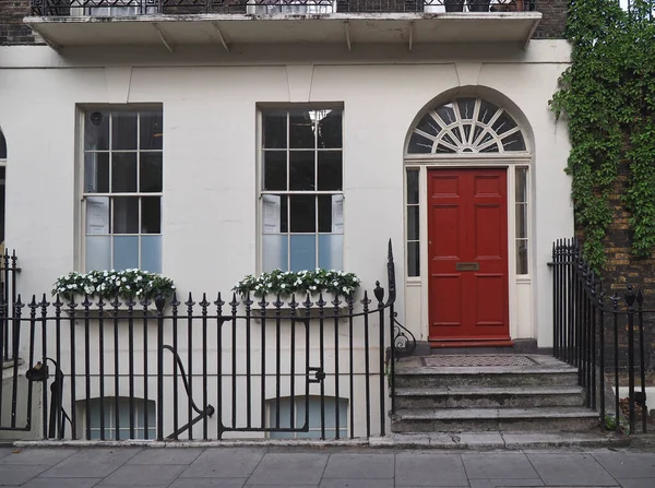 Typical Central London Townhouse Exterior Entrance Basement Stock Image