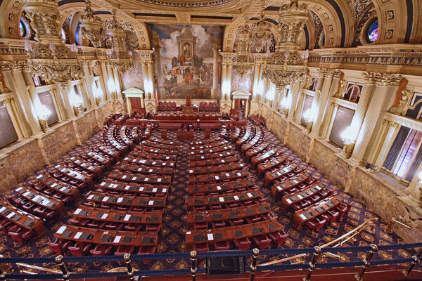 HARRISBURG, PA, USA -The Pennsylvania State Capitol building is particularly grand with an ornate baroque interior.
