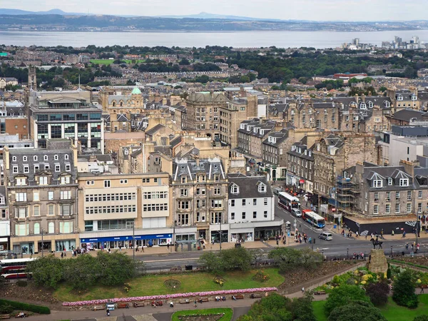 Edinburgh Princes Street New Town Vanaf Castle Hill — Stockfoto