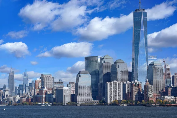 Небесна Лінія Нью Йорка Яку Видно Південного Кінця Манхеттена — стокове фото