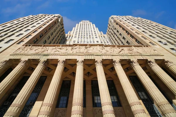 Felnéz Art Deco Stílusú Városháza Bejáratától Buffalo Ban New York — Stock Fotó