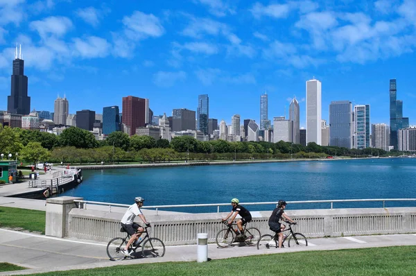 Chicago États Unis Août 2022 Vue Piste Cyclable Riveraine Long — Photo