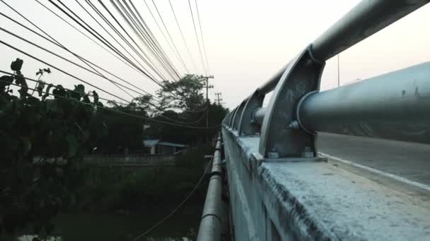Typical Bridge Asia Thailand Bunch Cables Light Posts Electric Wires — Video Stock