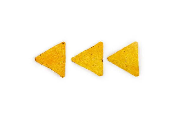 Tortilla Corn Chips Triangle Nachos Isolated White Background — Stock Photo, Image