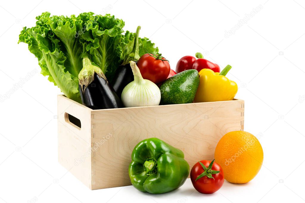 Vegetarian set of fresh vegetables. Healthy food rich in vitamins, ingredients for cooking
