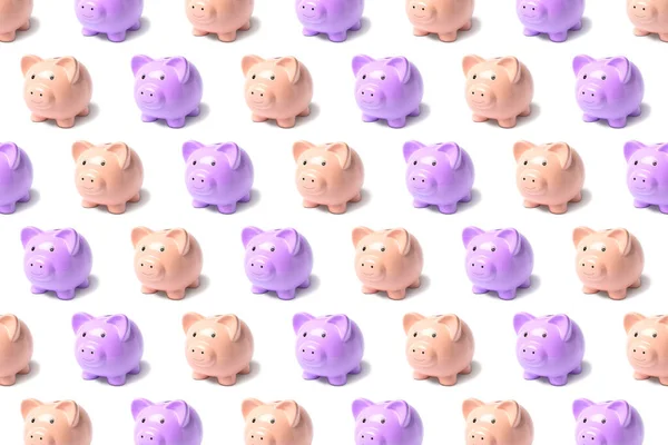 Pink Very Peri Piggy Banks Pattern Concept Saving Money — Stock Photo, Image