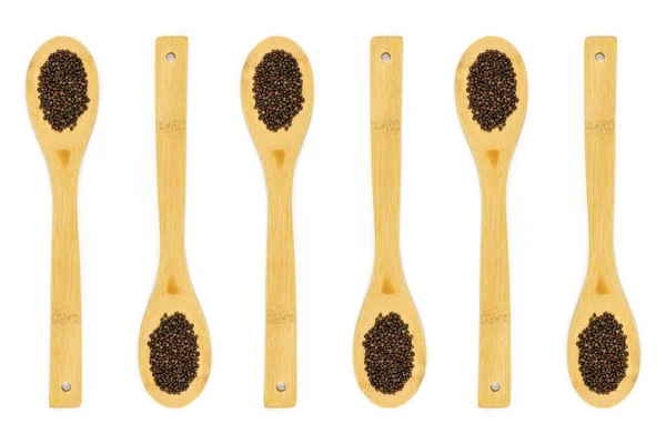 Wooden Spoon Pattern Microgreen Seeds Concept Growing Greens Home — Fotografia de Stock