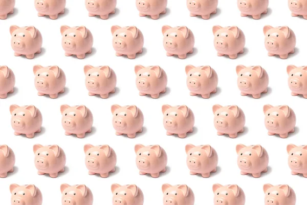 Pattern Pink Piggy Bank White Background — Stock Photo, Image