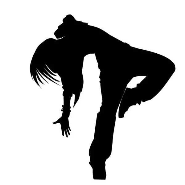 Svart Siluett Dansande Man Vit Bakgrund Grafik Kontur — Stock vektor
