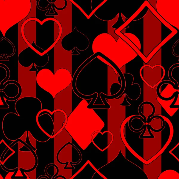 Black Red Seamless Striped Playing Cards Pattern Texture Design — Stock Vector