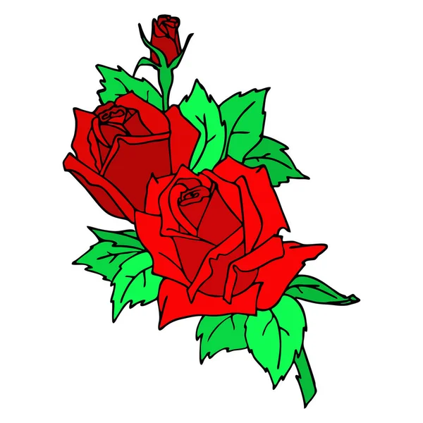 Кольоровий Графічний Малюнок Букета Червоних Троянд Дизайн Мистецтво Валентинка — стоковий вектор
