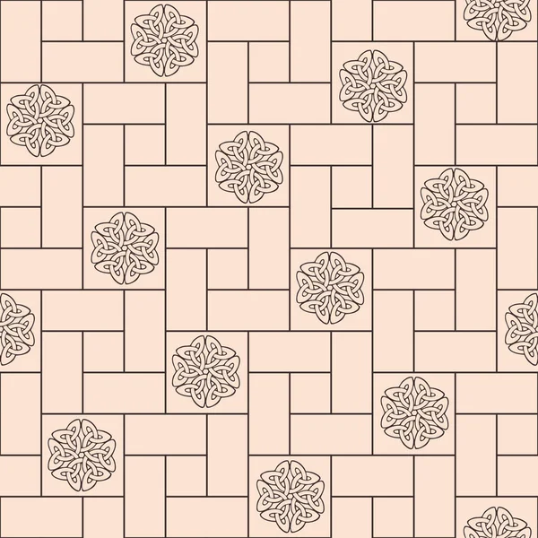 Geometrisches Statisches Braunes Muster Auf Beigem Hintergrund Nahtloses Muster Design — Stockvektor