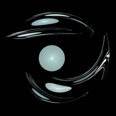 Siyah arkaplan üzerine beyaz soyut öge, dijital grafik, arkaplan, modern tasarım