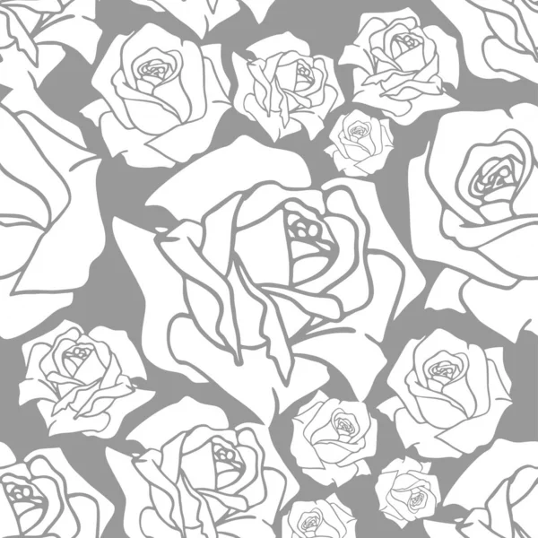 红色和粉色大玫瑰芽无缝花纹 — 图库矢量图片