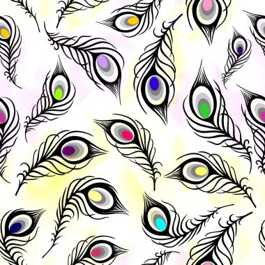 Beyaz arka plan, doku, tasarım üzerinde siyah tavus kuşu tüylerinin parlak kusursuz deseni