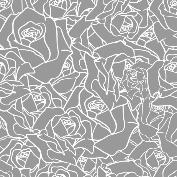 Gray White Seamless Floral Asymmetric Pattern Monochrome Repeat Pattern Texture — Archivo Imágenes Vectoriales