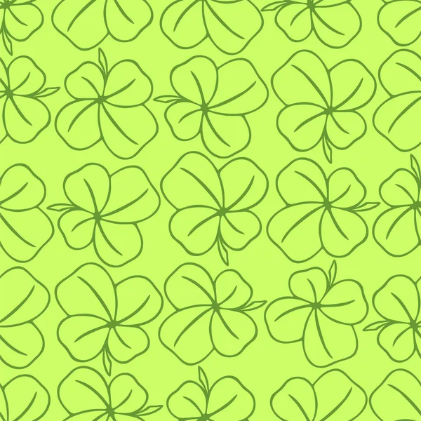 Seamless Symmetrical Pattern Four Leaf Clover Shades Green Pattern Good — Stockvektor