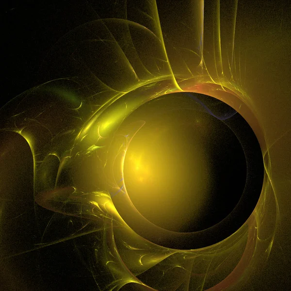 Graphic Yellow Hot Space Illustration Black Background Star System Rendering — ストック写真