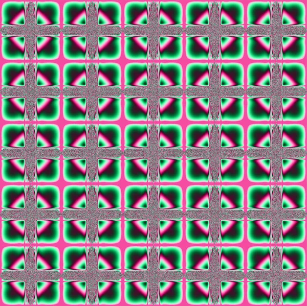 Geometric Seamless Symmetrical Red Green Pattern Bright Pattern Light Background — Stockvector