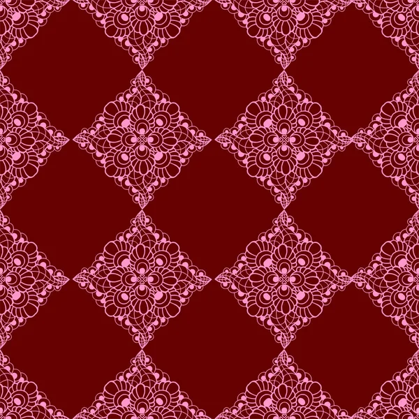 Seamless Graphic Pattern Floral Pink Ornament Tile Red Background Texture — Image vectorielle