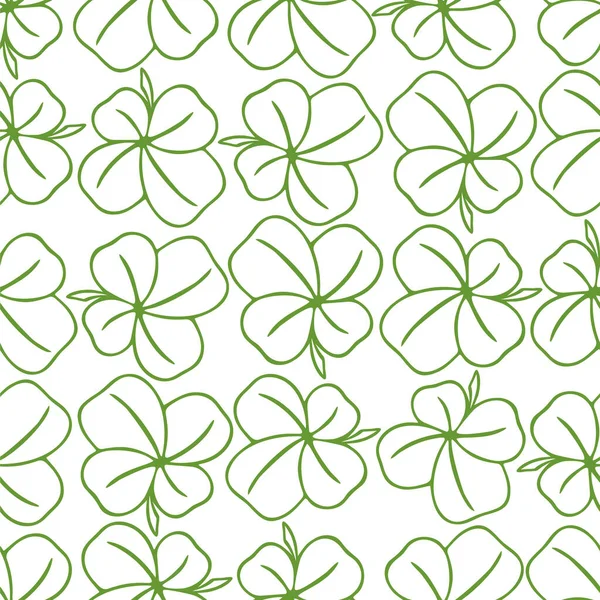 Seamless Symmetrical Pattern Green Quatrefoil Clover White Background Texture Design — Stockvektor