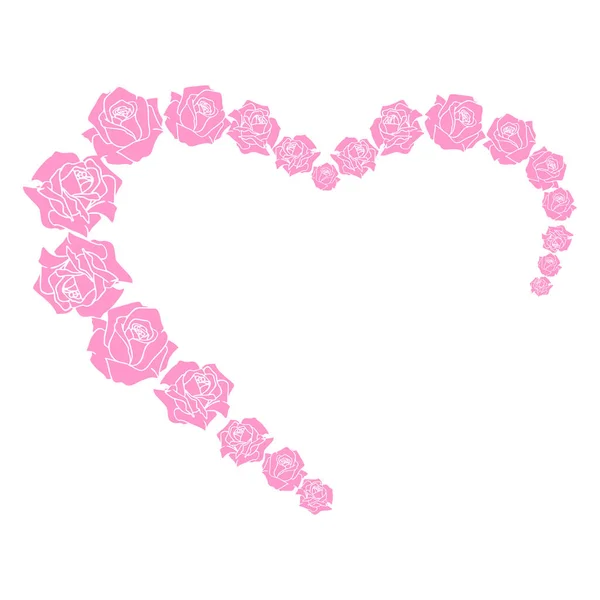 Heart Shaped Pink Rose Flower Border Greeting Card Design — Stock Photo, Image
