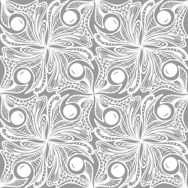 Seamless Graphic Abstract Tile Pattern White Geometric Ornament Gray Background — Zdjęcie stockowe