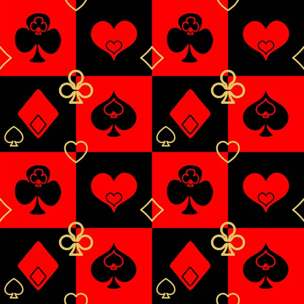 Black Red Seamless Pattern Tile Playing Cards Texture Design — Stok Vektör