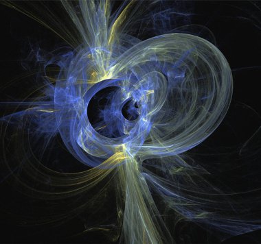 Karanlık uzay arka planı, sanat, tasarım üzerine mavi bir gezegenin uzay fantazisi.