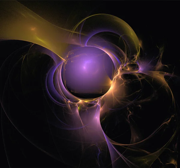 暗い宇宙背景 アート デザイン上の紫色の惑星系の宇宙ファンタジーイラスト — ストック写真