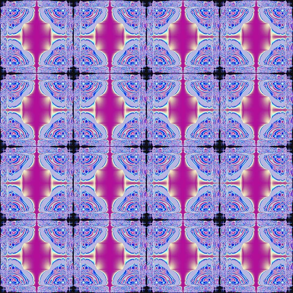 Geometric Seamless Floral Symmetrical Pattern Blue Purple Colors Tile Texture — Stockfoto