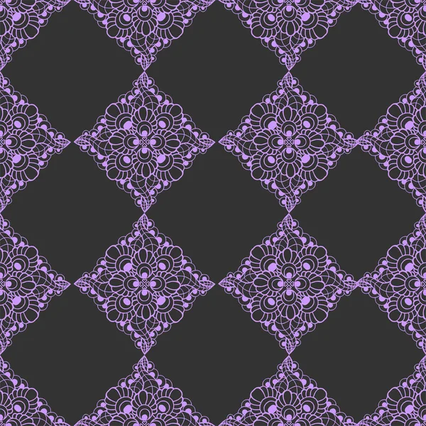 seamless graphic pattern, floral lilac ornament tile on dark gray background, texture, design