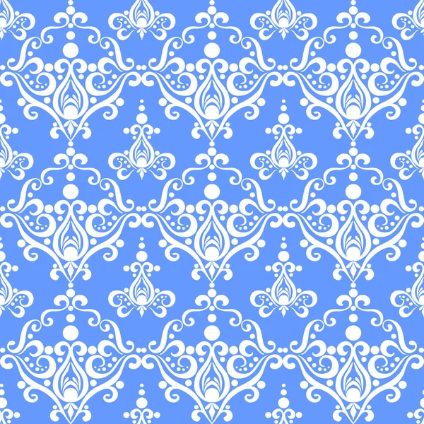 Symmetrische Nahtlose Ornamentfliese Aus Weißen Grafischen Abstrakten Elementen Auf Blauem — Stockfoto