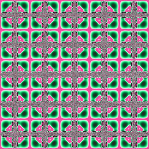 Geometric Seamless Symmetrical Red Green Pattern Bright Pattern Light Background — Stockvector