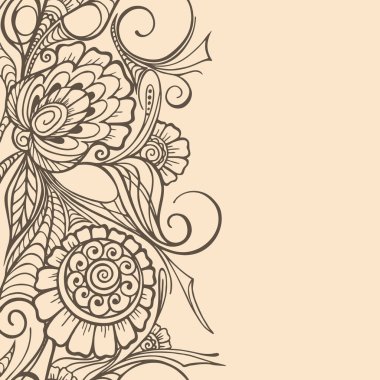 Bej arkaplanda kahverengi grafik deseni, pürüzsüz desen kenarı, dokusu, tasarımı