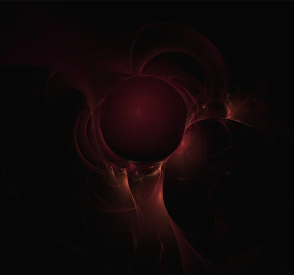 黑暗空间背景下的红色行星系统的太空奇幻图解 — 图库矢量图片