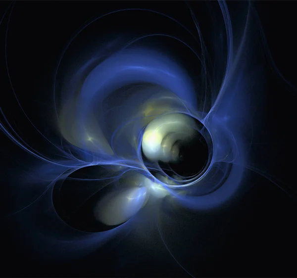 Espaço Fantasia Ilustração Sistema Planetário Azul Fundo Espaço Escuro Arte — Vetor de Stock