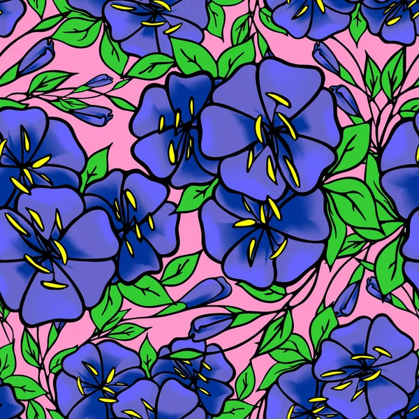 Motif Sans Couture Grandes Fleurs Bleues Sur Fond Rose Texture — Image vectorielle