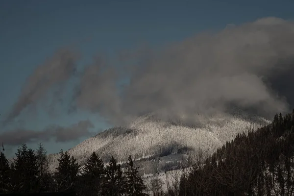 Vinter Höga Berg Med Snövita Toppar Plats Karpaterna Vatra Dornei — Stockfoto