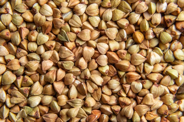 Green Buckwheat Texture Background Natural Healty Food Pile Buckwheat Seeds — ストック写真