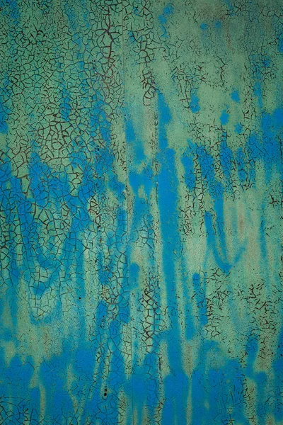 Fondo Textura Metálica Oxidada Azul Verde Porche Multipintado Agrietado Textura —  Fotos de Stock