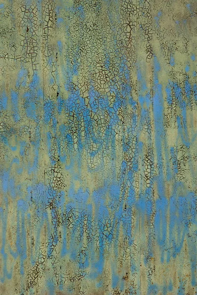 Fondo Textura Metálica Oxidada Azul Verde Porche Multipintado Agrietado Textura —  Fotos de Stock